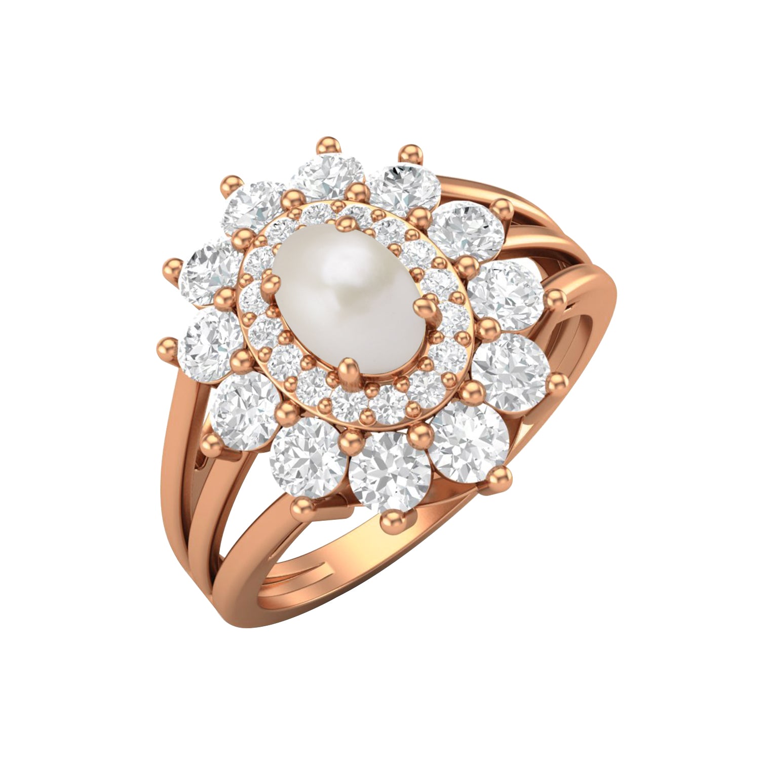 Anello di perle in argento sterling 925, anello di nozze con perla solitaria ovale