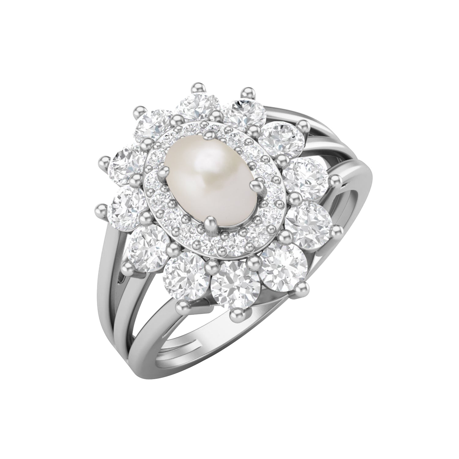 Anello di perle in argento sterling 925, anello di nozze con perla solitaria ovale