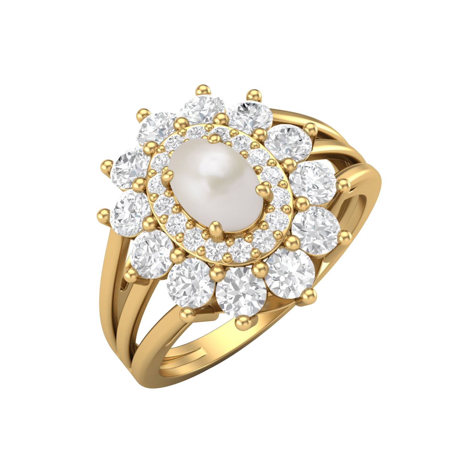 Anello di perle in argento sterling 925, anello di nozze con perla solitaria ovale