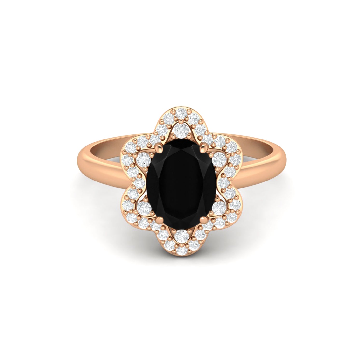 Black Spinel Solitaire Halo Ring – Sterling Silver