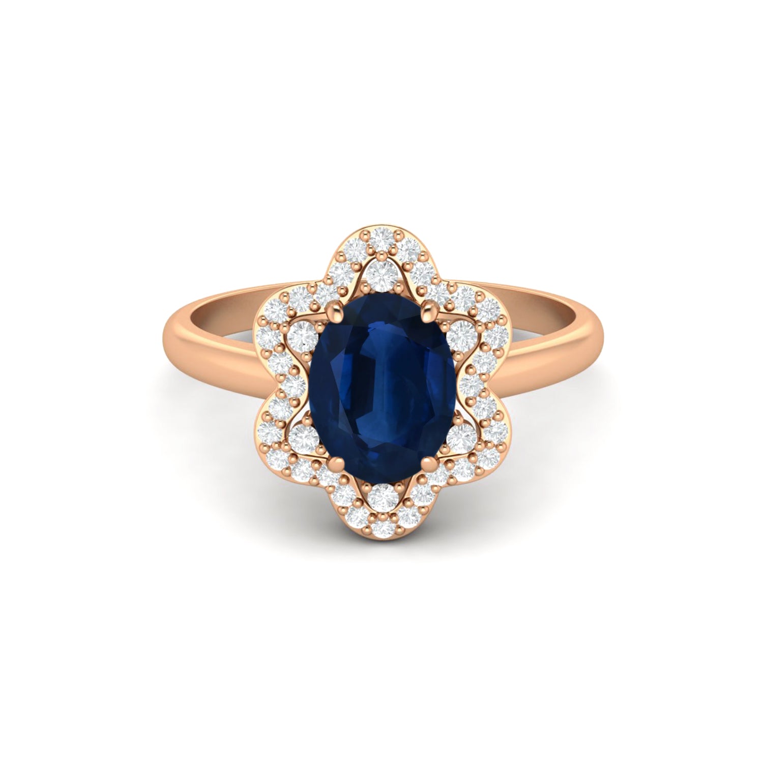 Blue Sapphire Halo Ring – Sterling Silver