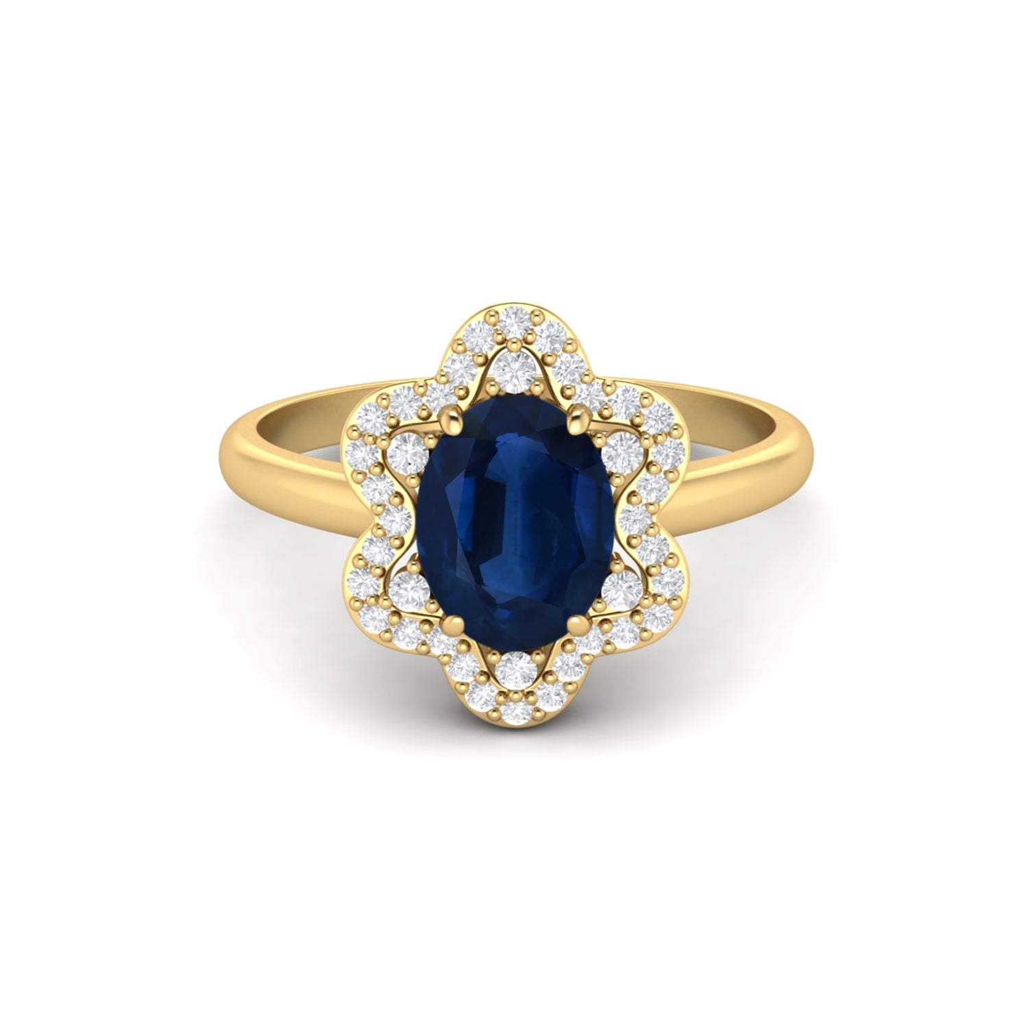 Blue Sapphire Halo Ring – Sterling Silver