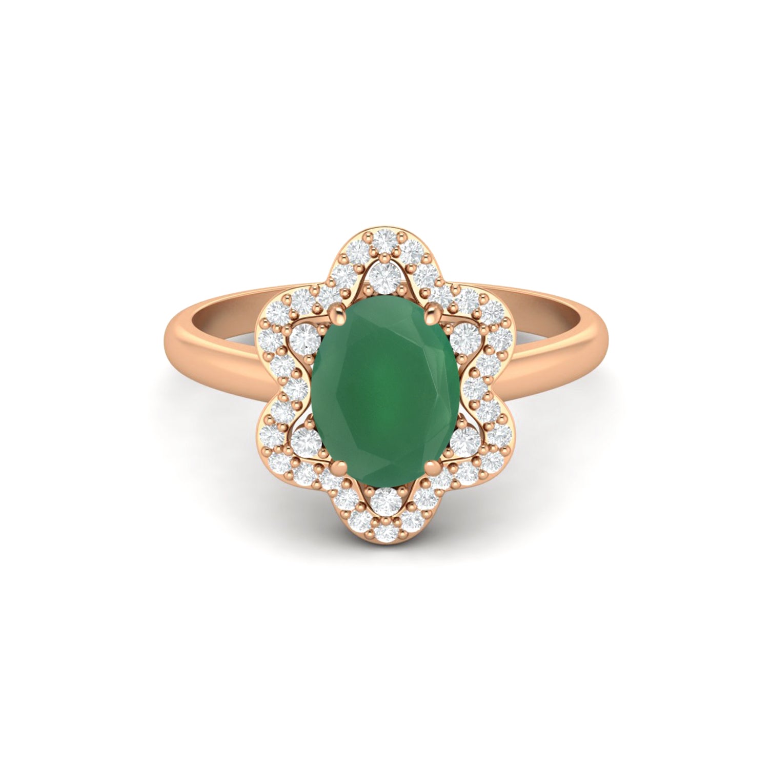 Green Onyx Halo Ring – Sterling Silver