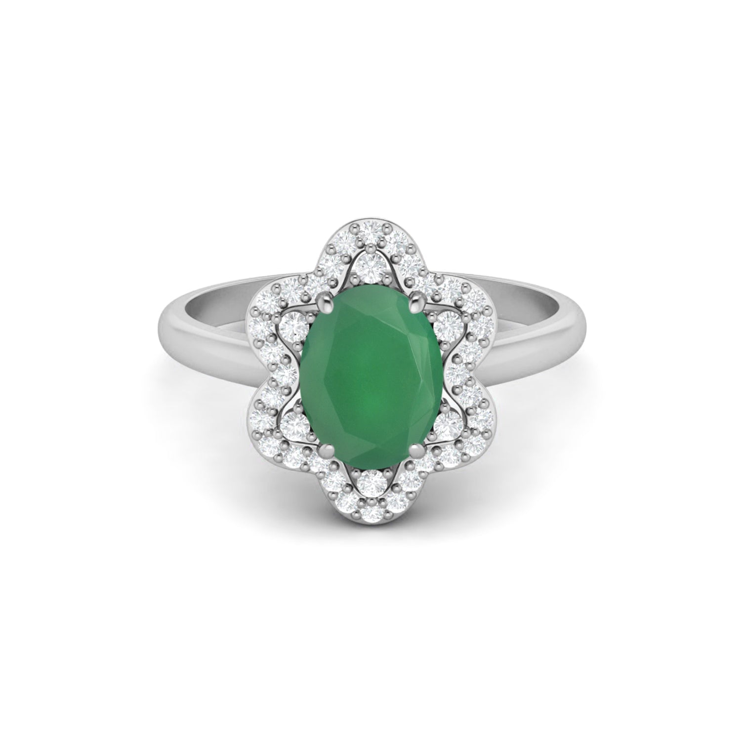 Green Onyx Halo Ring – Sterling Silver