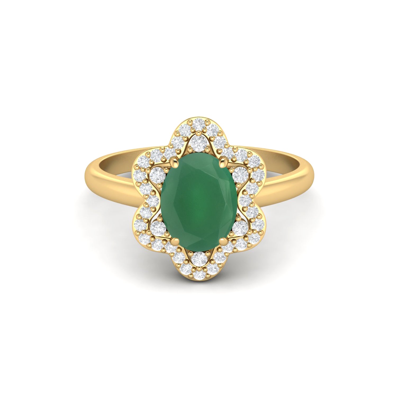 Green Onyx Halo Ring – Sterling Silver