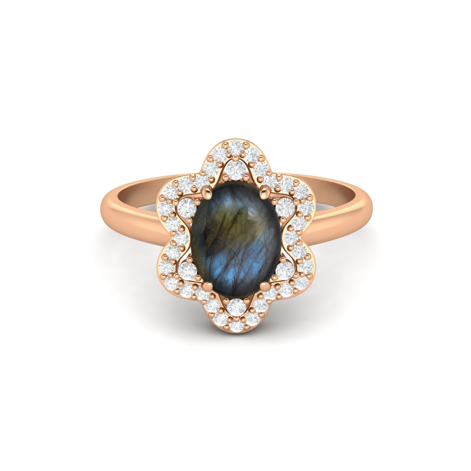 Labradorite Halo Ring – Sterling Silver