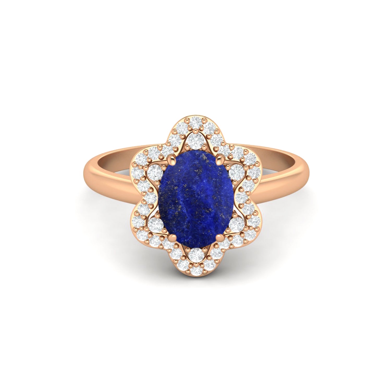 Lapis Halo Ring – Sterling Silver