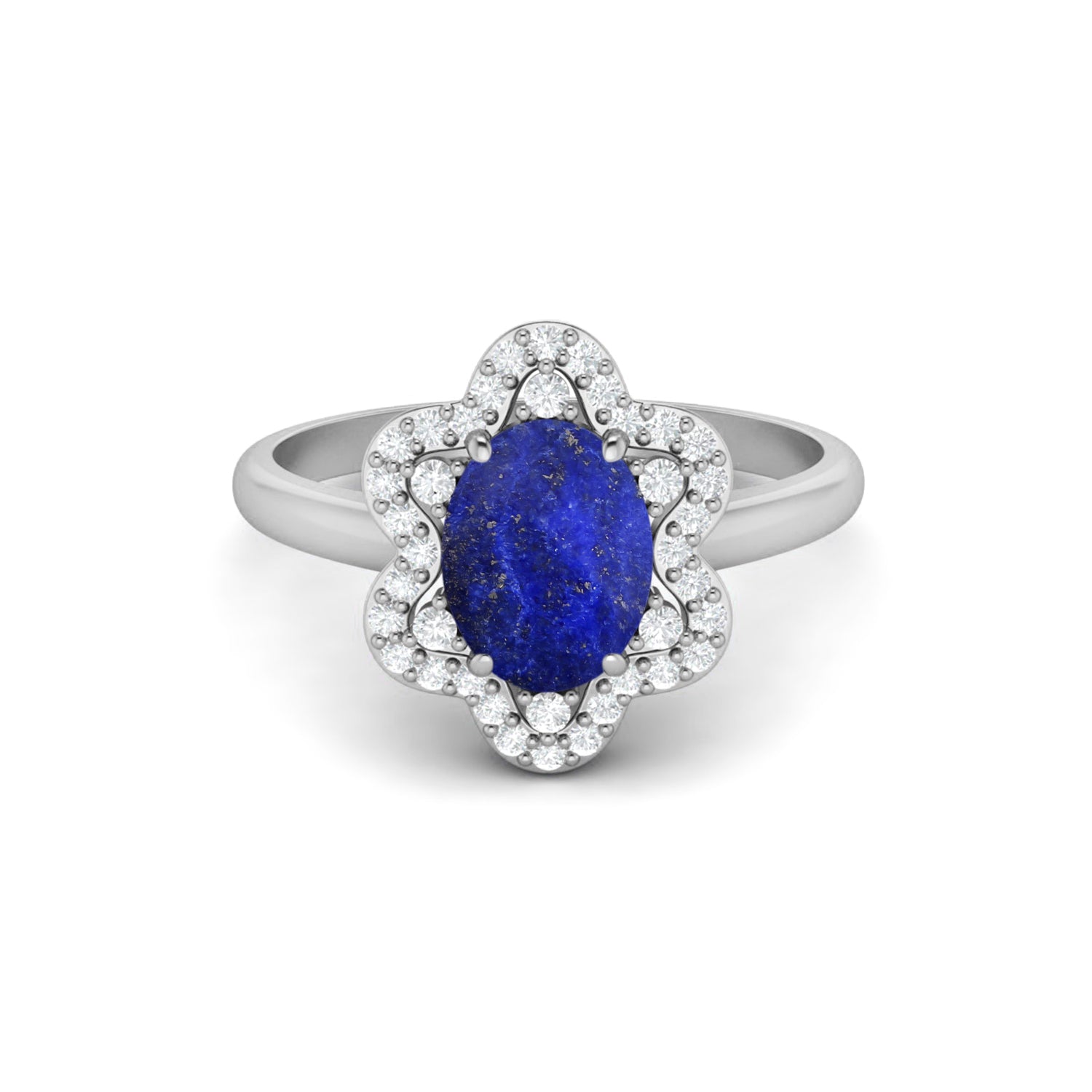 Lapis Halo Ring – Sterling Silver