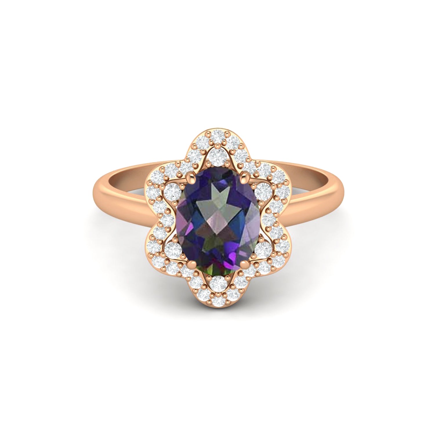 Anello di fidanzamento con topazio mistico Bio Color, anello nuziale in argento sterling 925