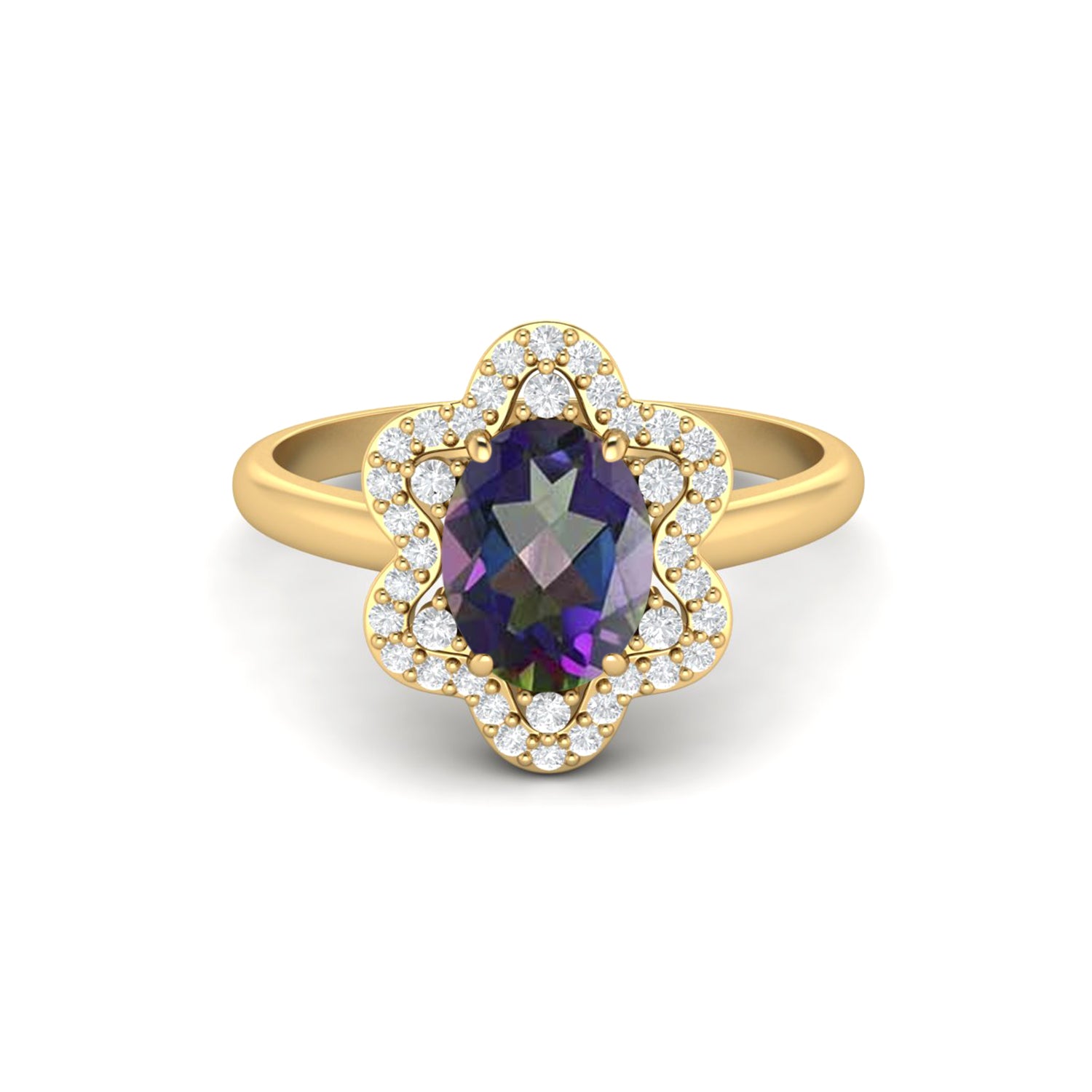 Anello di fidanzamento con topazio mistico Bio Color, anello nuziale in argento sterling 925