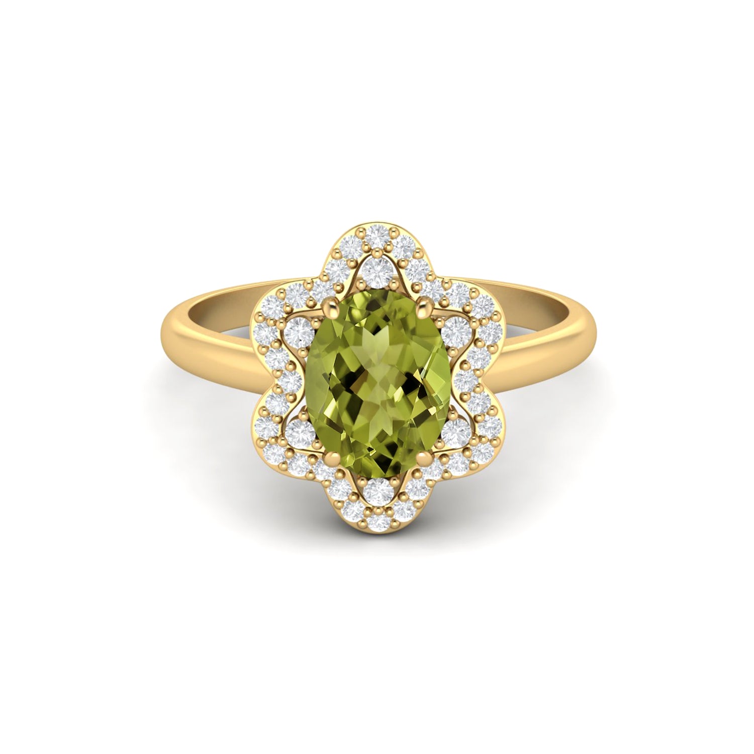 Peridot Halo Ring – Sterling Silver