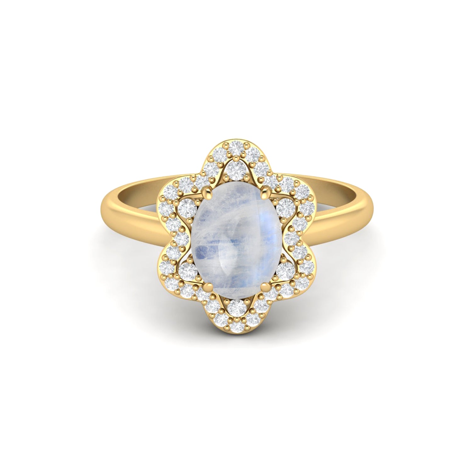 Moonstone Halo Ring – Sterling Silver