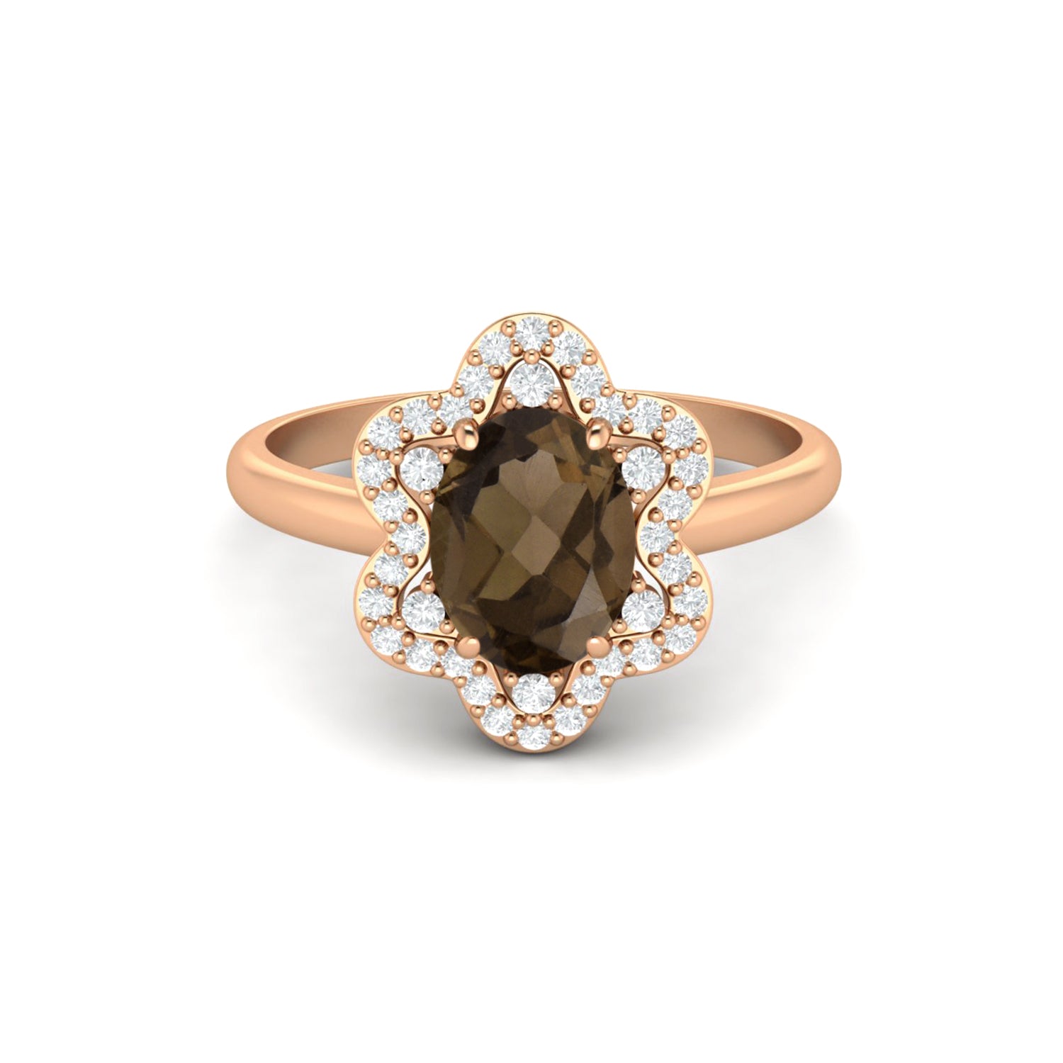 Anello nuziale in quarzo fumé naturale, anello con pietra preziosa marrone di forma ovale