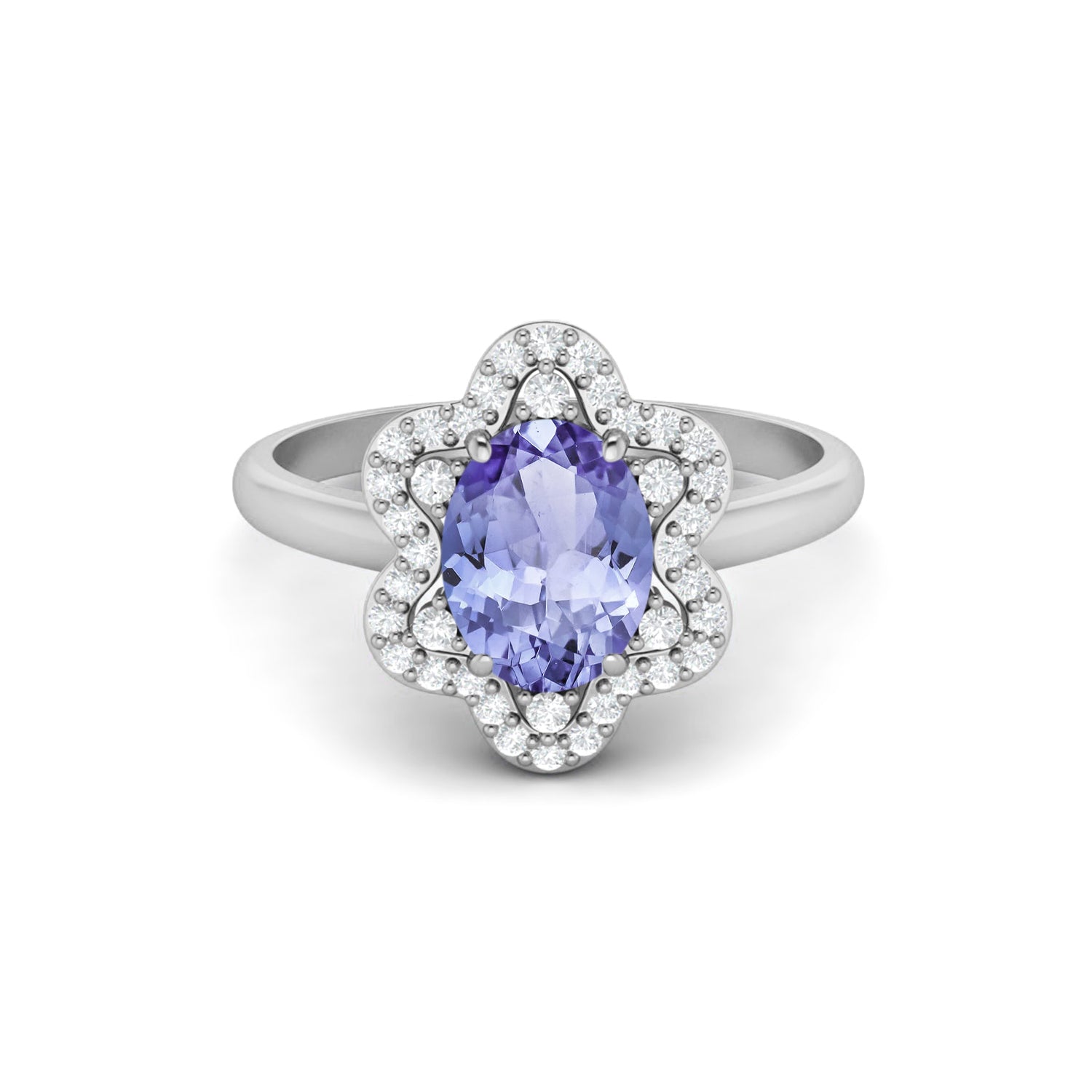 Tanzanite Halo Ring – Sterling Silver
