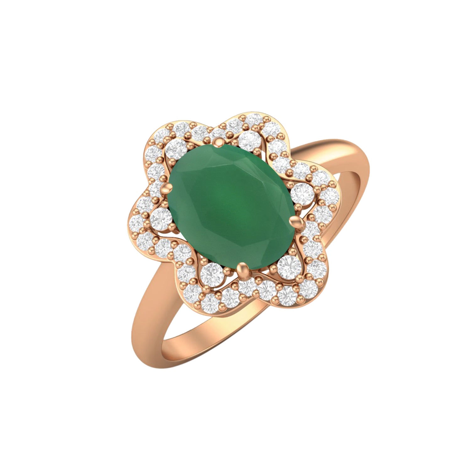 Green Onyx Halo Ring – Sterling Silver