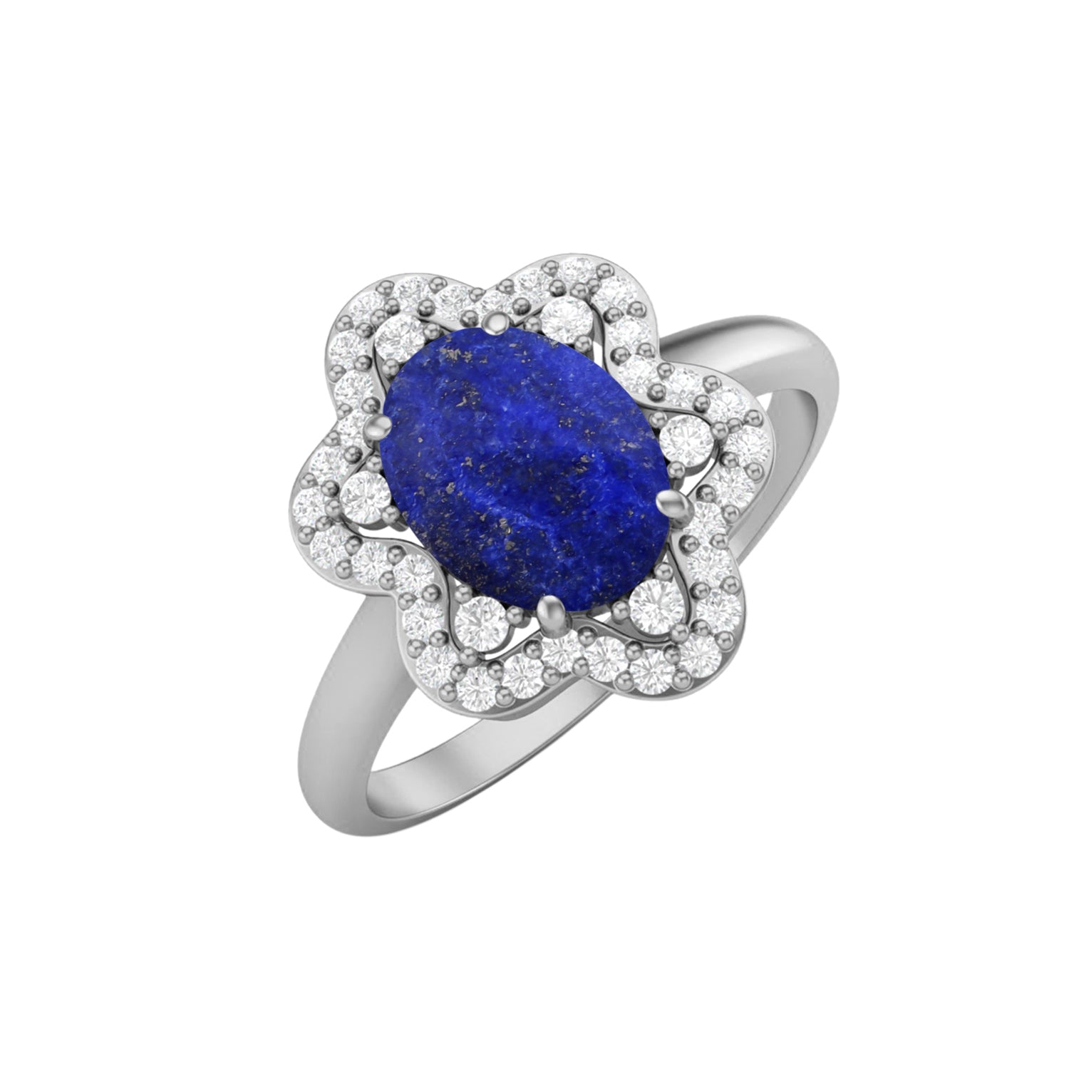 Lapis Halo Ring – Sterling Silver