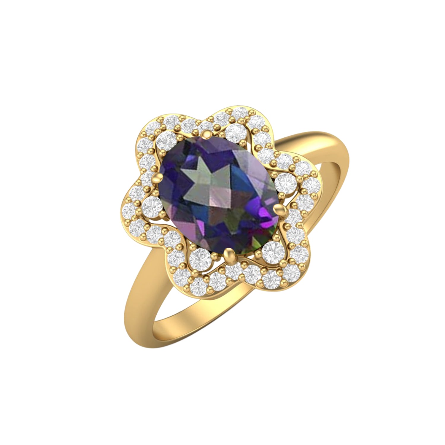 Anello di fidanzamento con topazio mistico Bio Color, anello nuziale in argento sterling 925