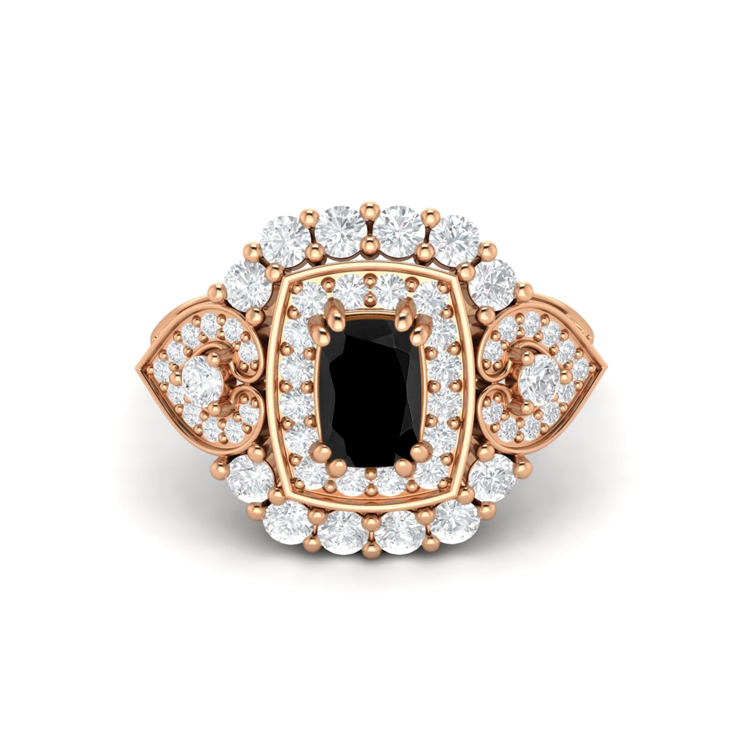 Anello nuziale ovale in spinello nero vintage, anello con alone in argento 925