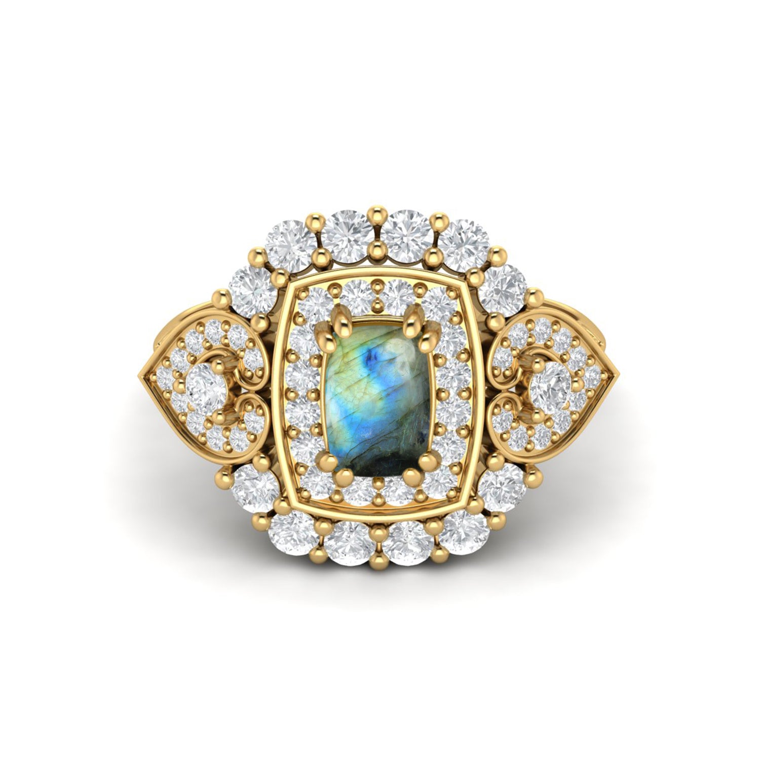 Natural Labradorite Promise Ring 925 Sterling Silver Wedding Ring