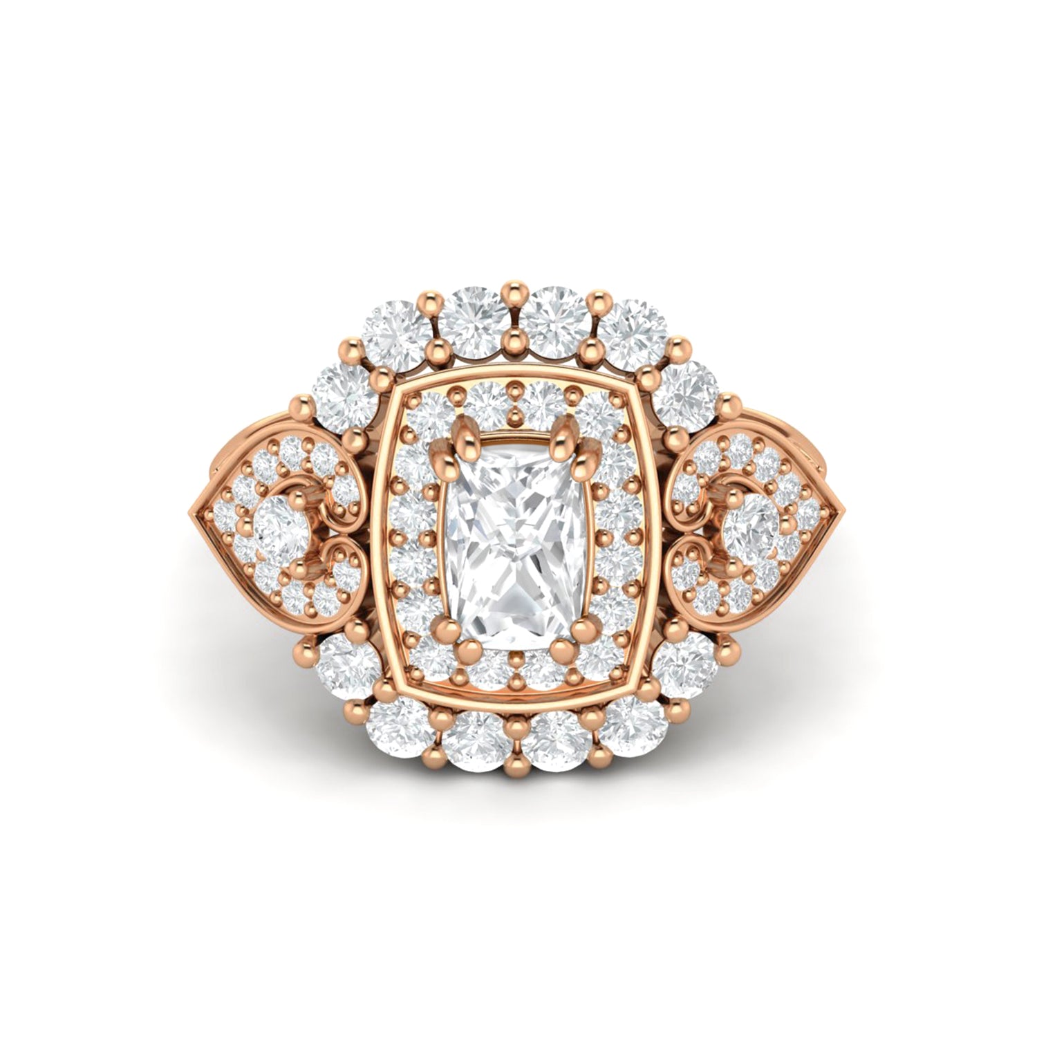 Anello con alone a cuscino di moissanite – Argento Sterling