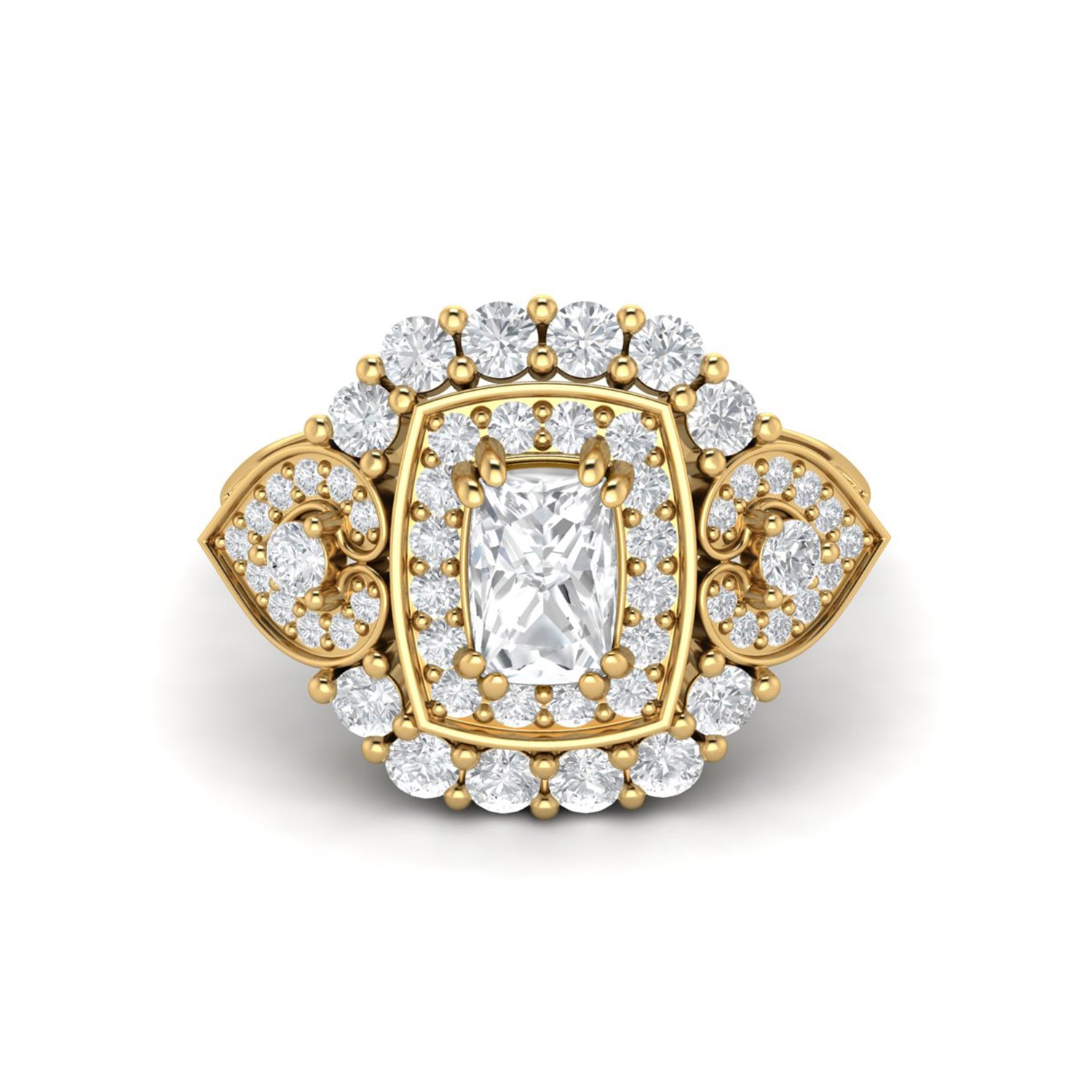 Anello con alone a cuscino di moissanite – Argento Sterling