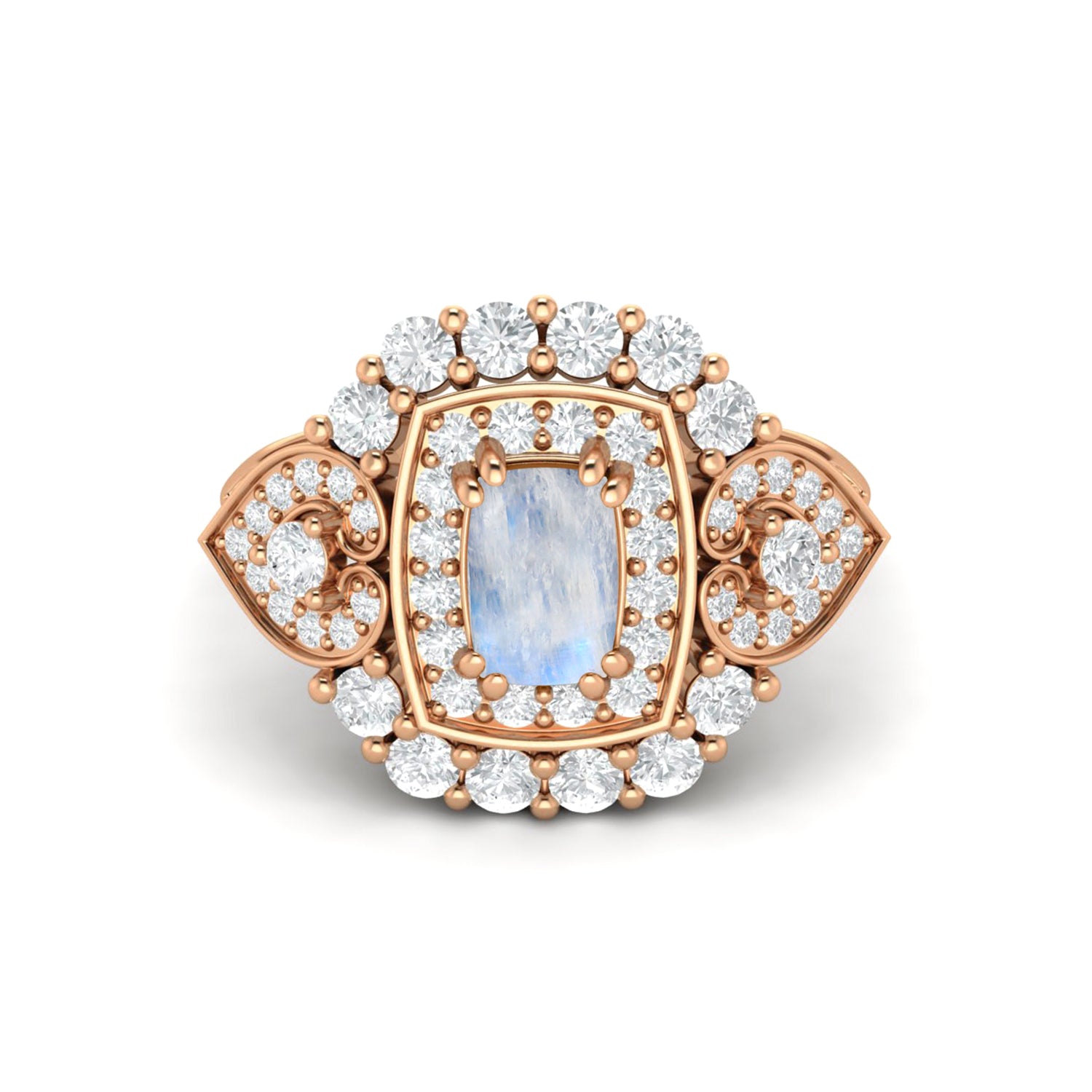 Anello di fidanzamento con pietra di luna ovale in argento sterling 925