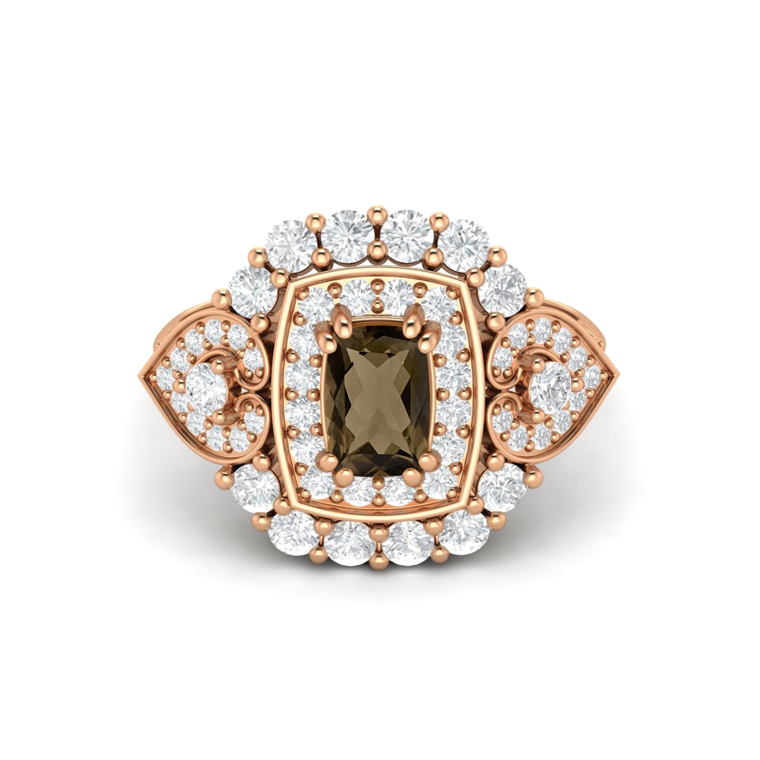 Anello nuziale unico in quarzo fumé con pietra marrone di forma ovale