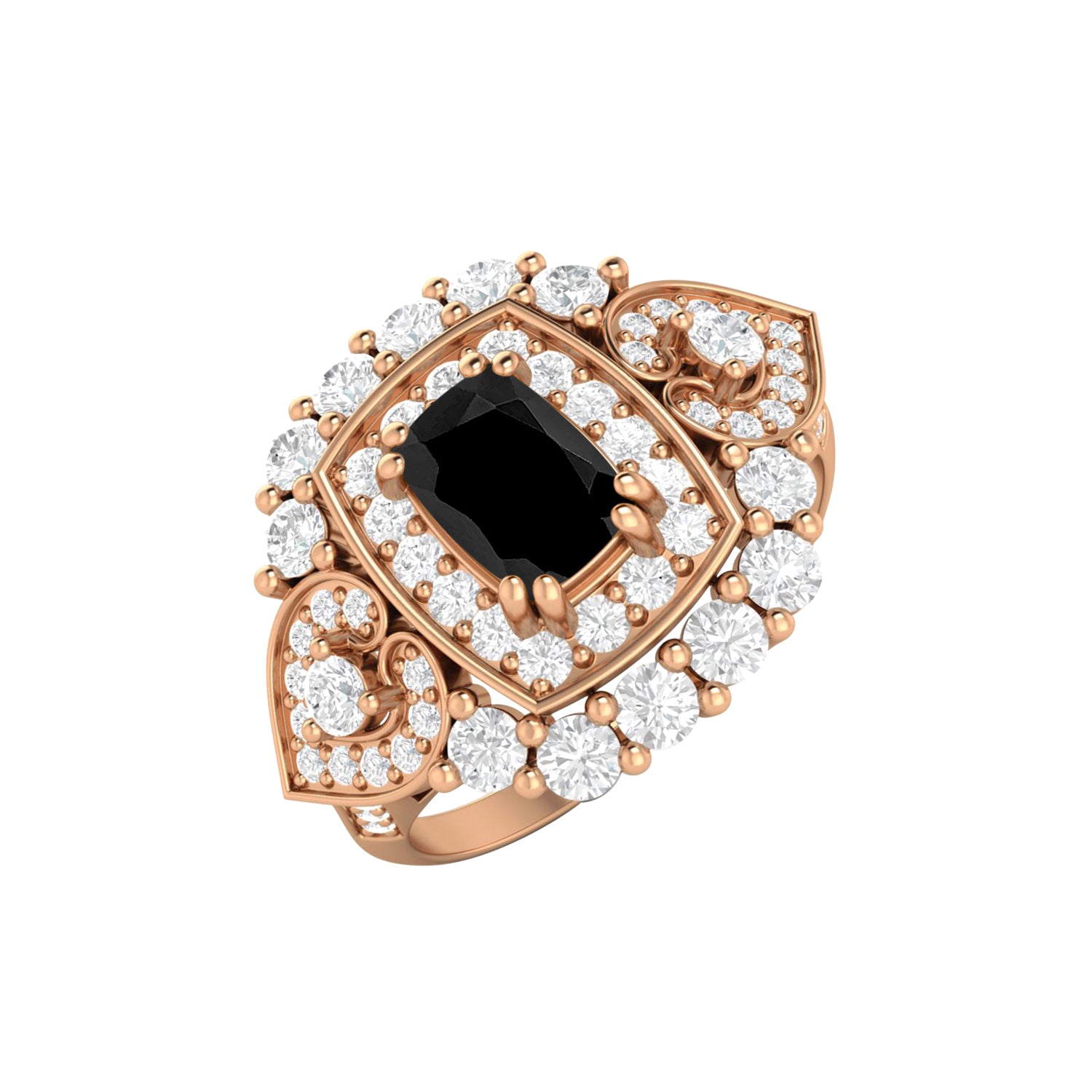 Anello nuziale ovale in spinello nero vintage, anello con alone in argento 925