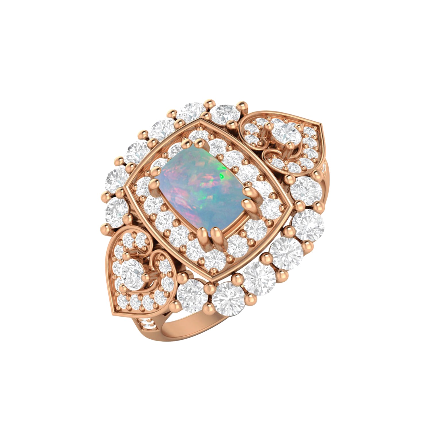 Anello nuziale con pietra preziosa opale da 6x4 mm, anello di promessa unico per le donne