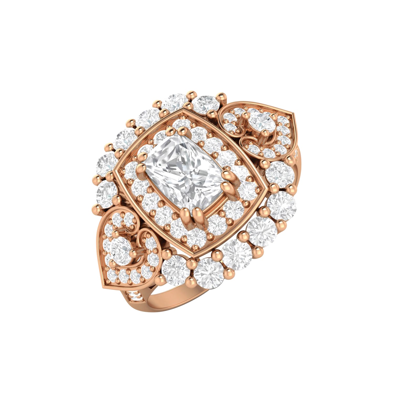 Anello con alone a cuscino di moissanite – Argento Sterling