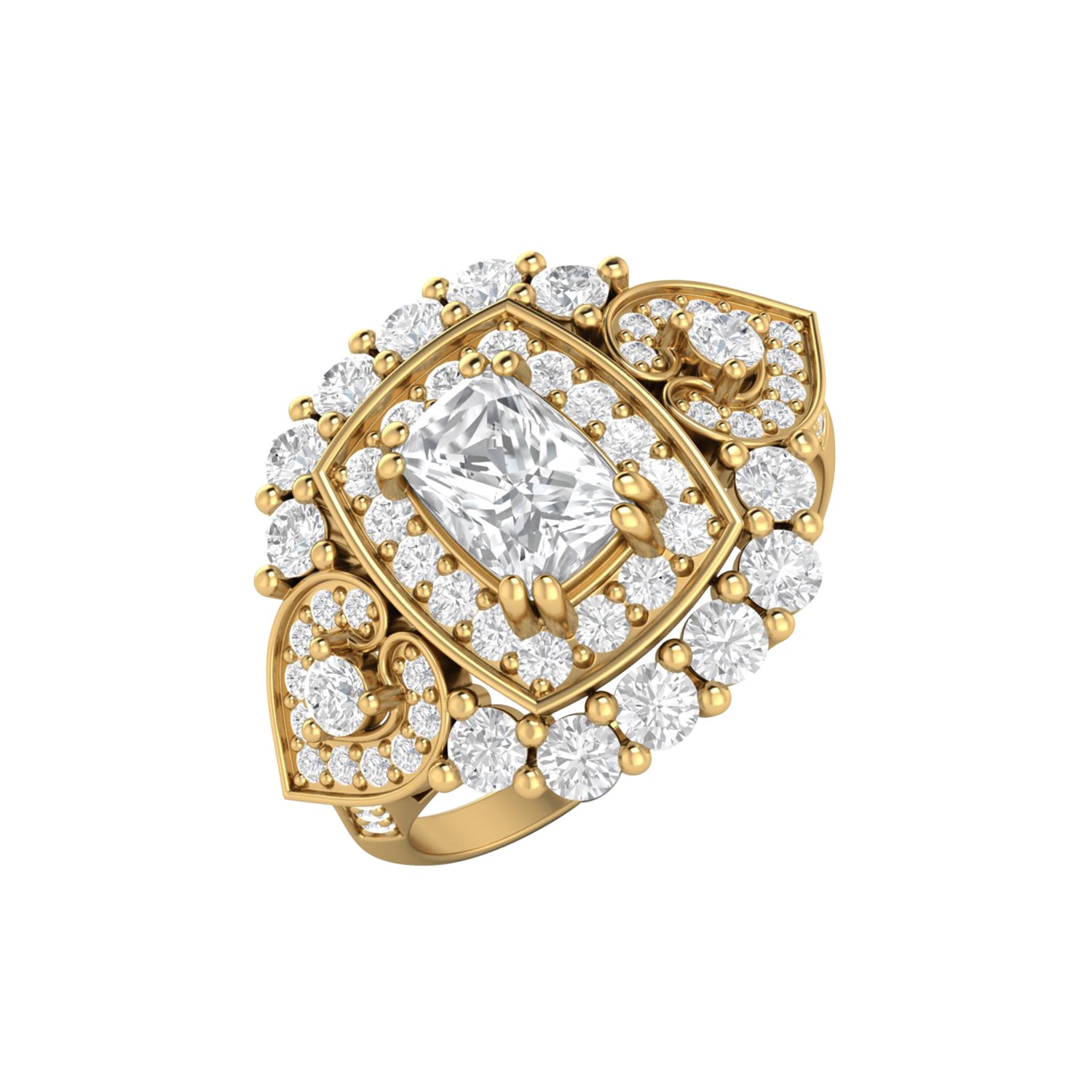 Anello con alone a cuscino di moissanite – Argento Sterling