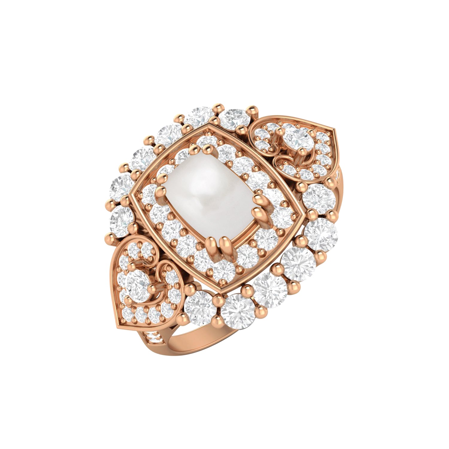 Anello nuziale in argento sterling 925 con perla ovale