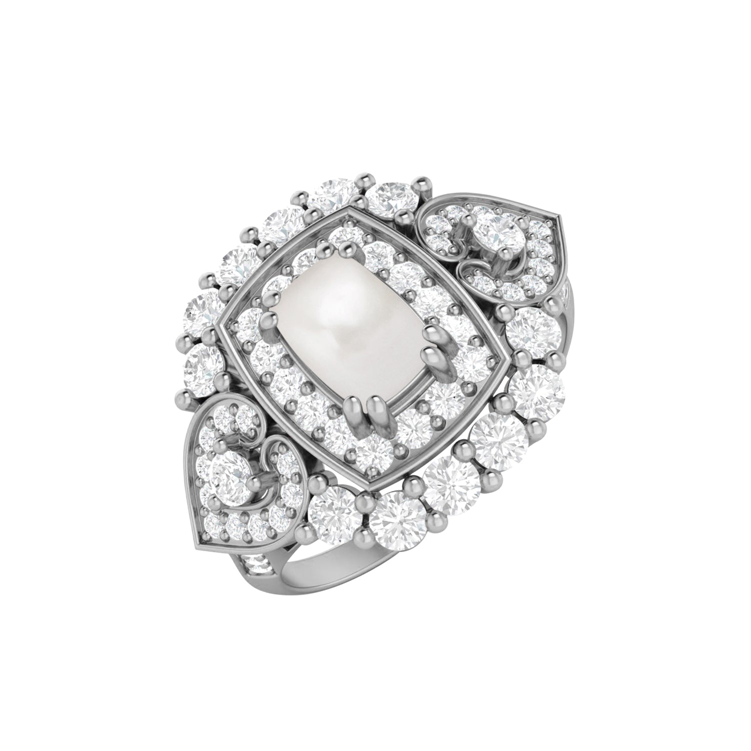 Anello nuziale in argento sterling 925 con perla ovale
