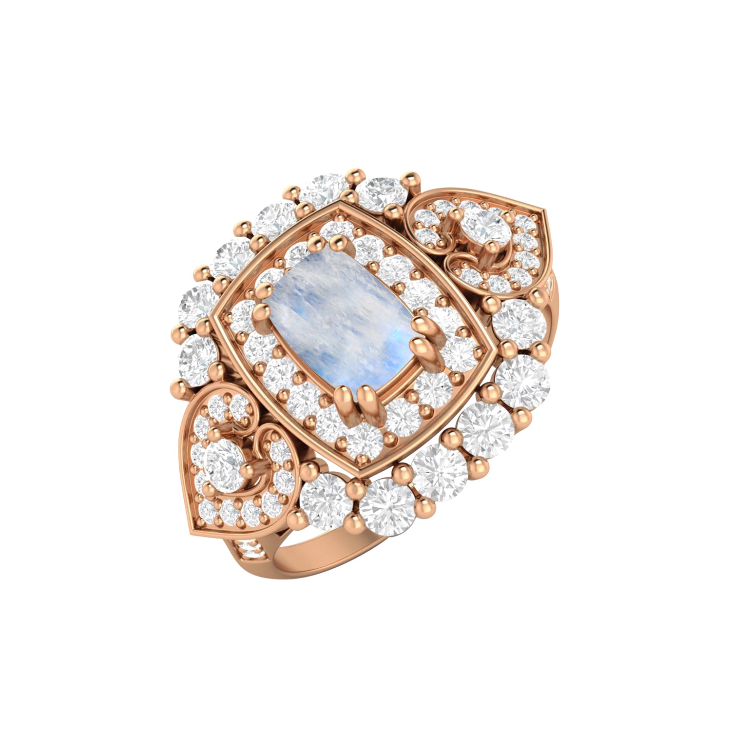 Anello di fidanzamento con pietra di luna ovale in argento sterling 925