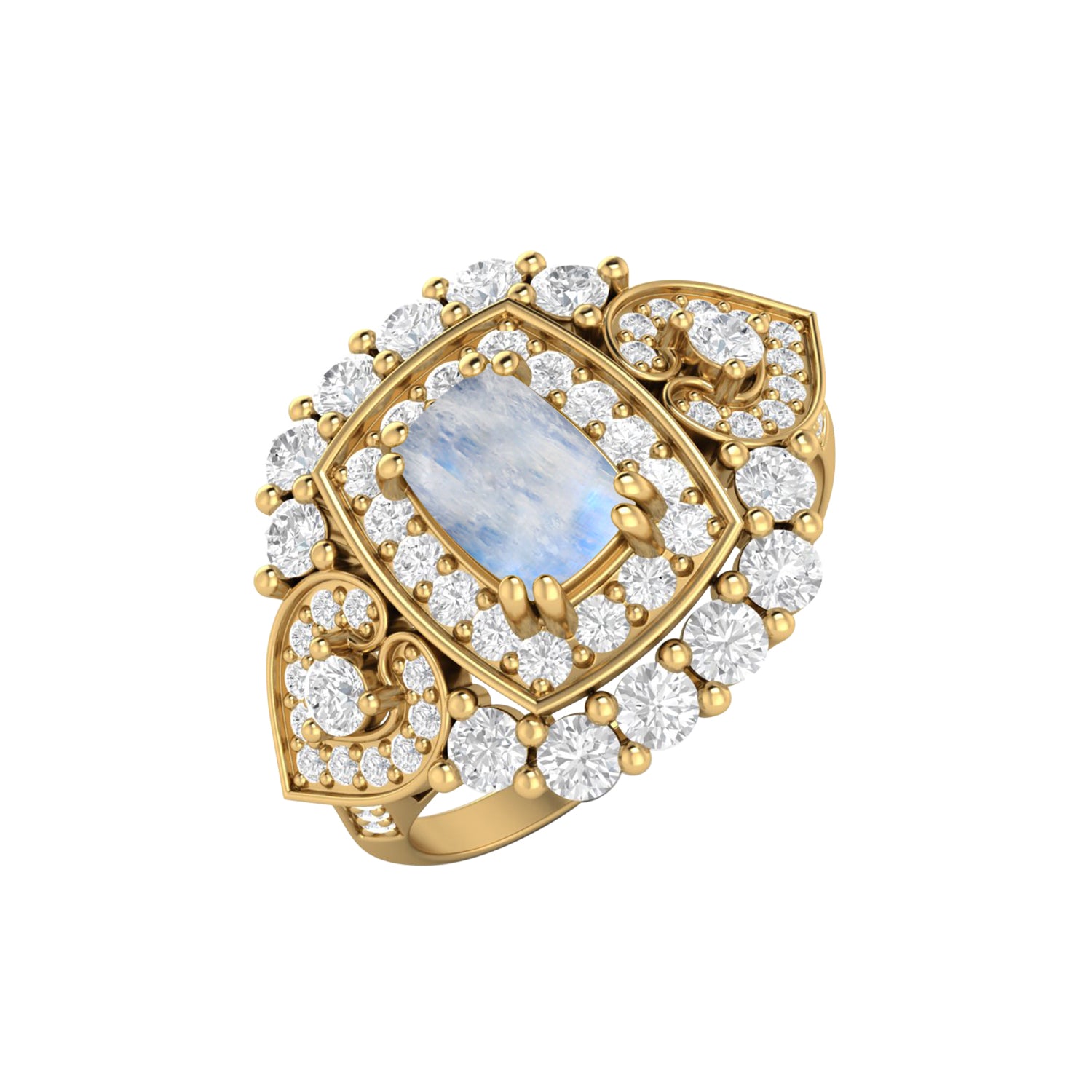 Anello di fidanzamento con pietra di luna ovale in argento sterling 925