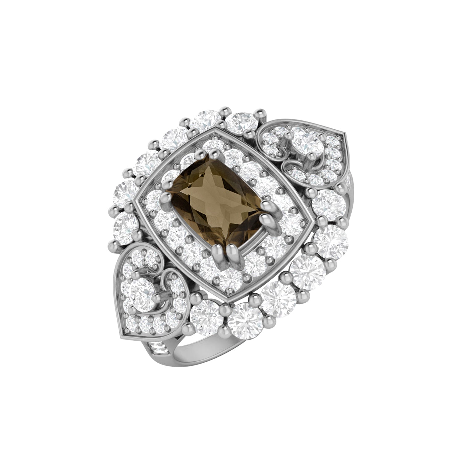 Anello nuziale unico in quarzo fumé con pietra marrone di forma ovale