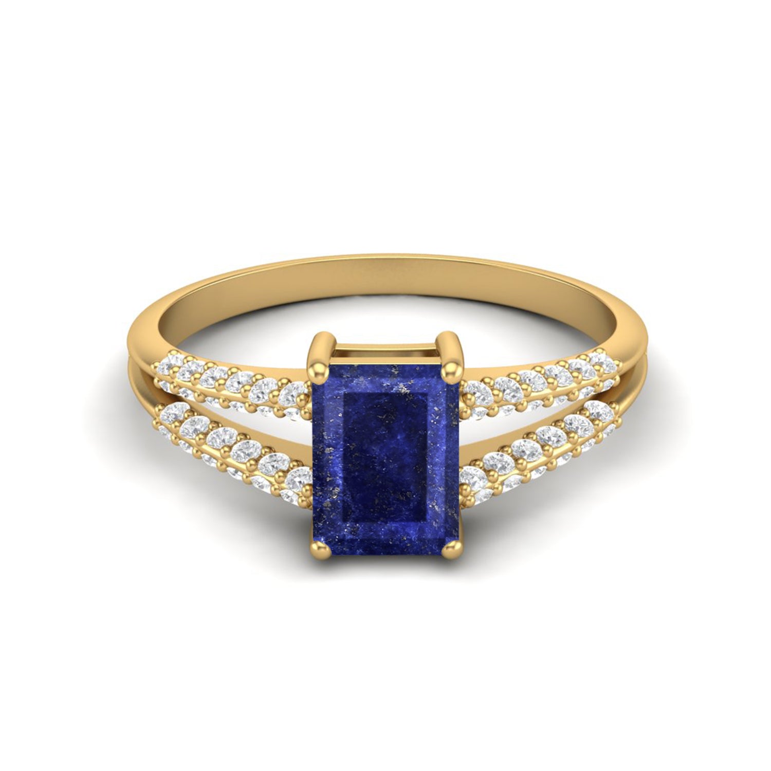 Lapis Lazuli Split Shank Accent Ring - Sterling Silver