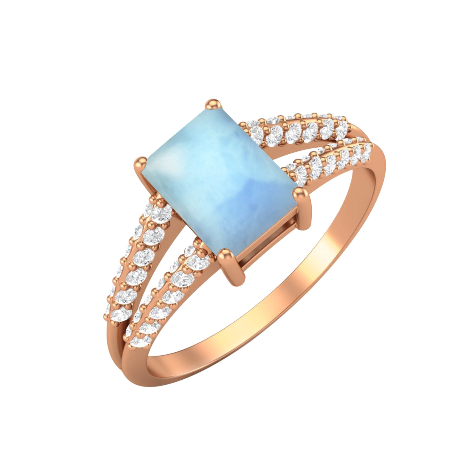Anello nuziale in larimar naturale, anello nuziale in argento sterling 925
