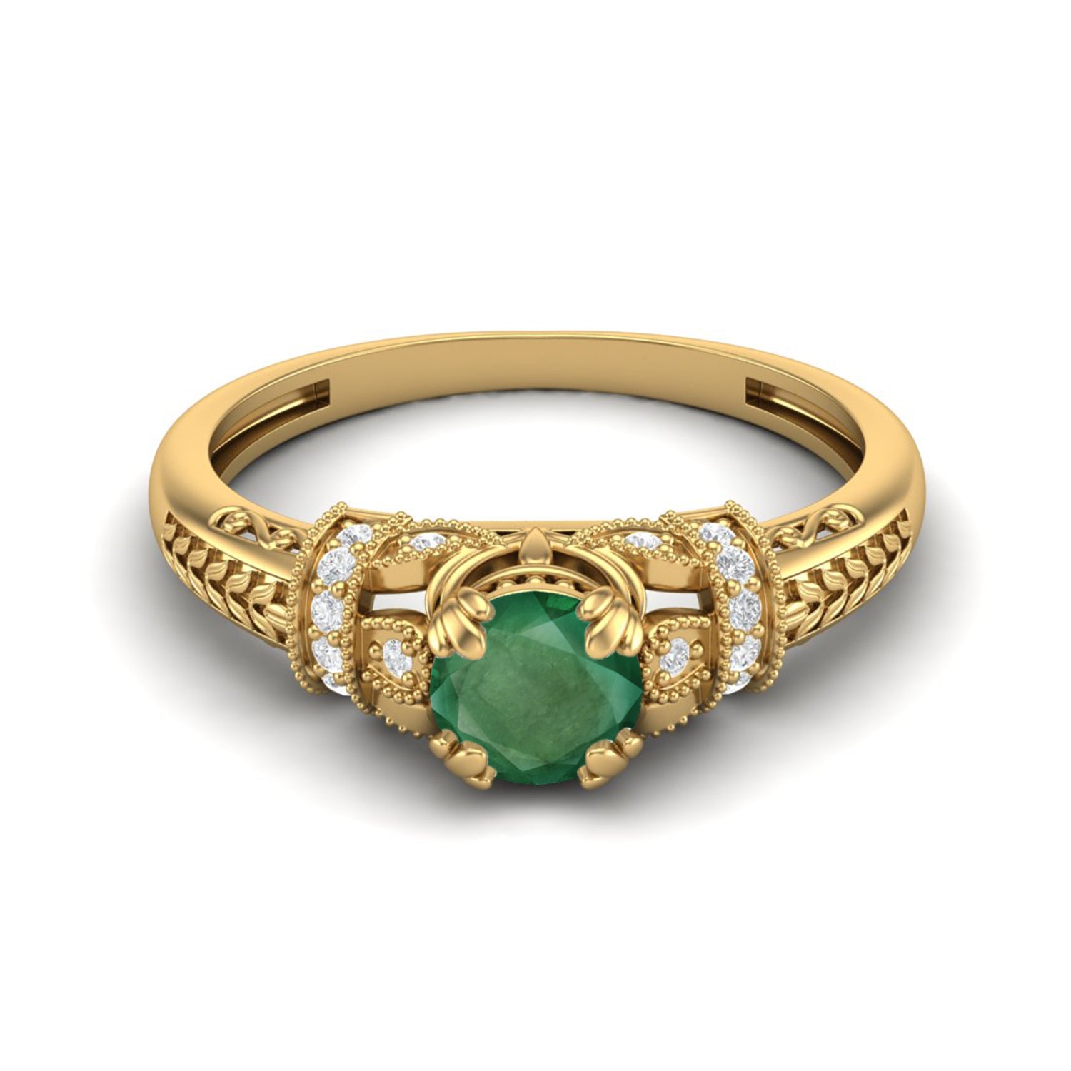 Emerald Braided Band Design Ring – Sterling Silver