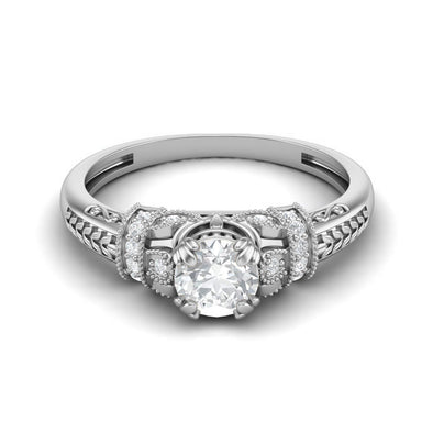Round Shaped Moissanite Engagement Ring Unique Promise Ring