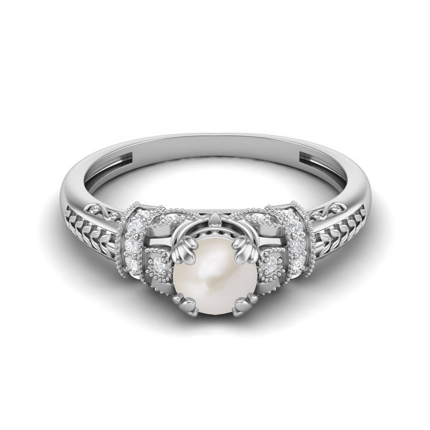 Anello di promessa nuziale in argento sterling 925 con perle, anello di nozze unico