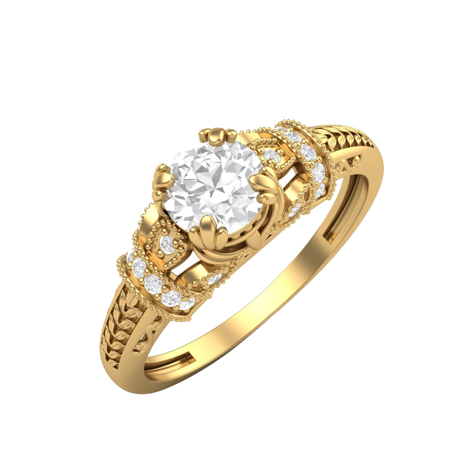 Moissanite Royal Crown Engagement Ring – Sterling Silver