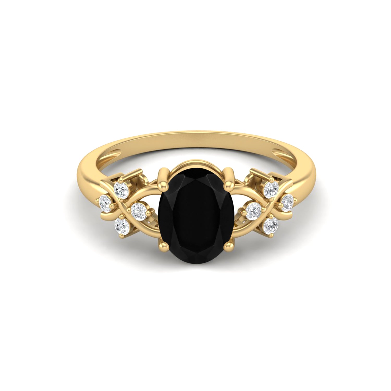Black Spinel Vine Inspired Accent Ring – Sterling Silver