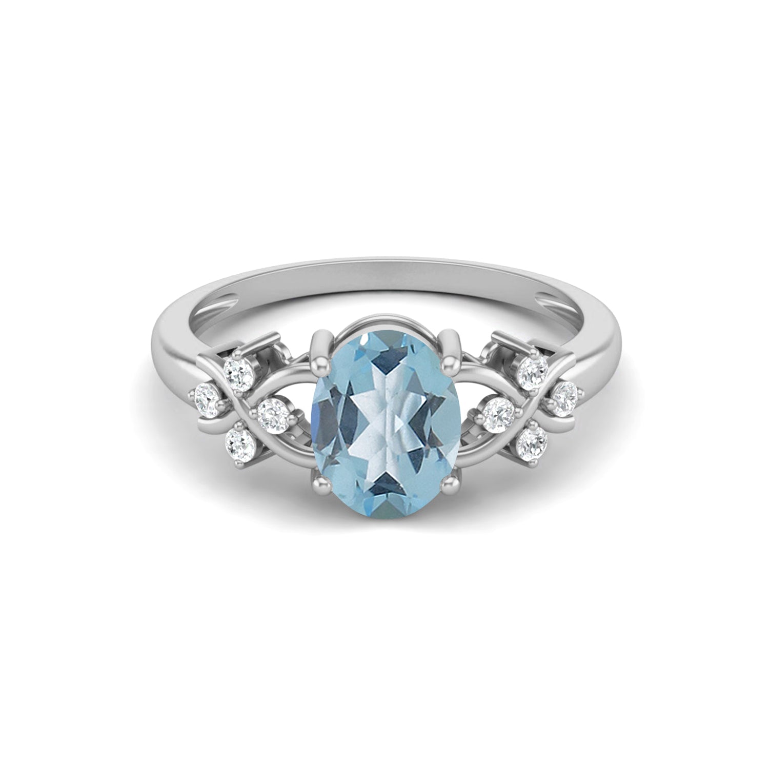 Blue Topaz Vine Inspired Accent Ring – Sterling Silver