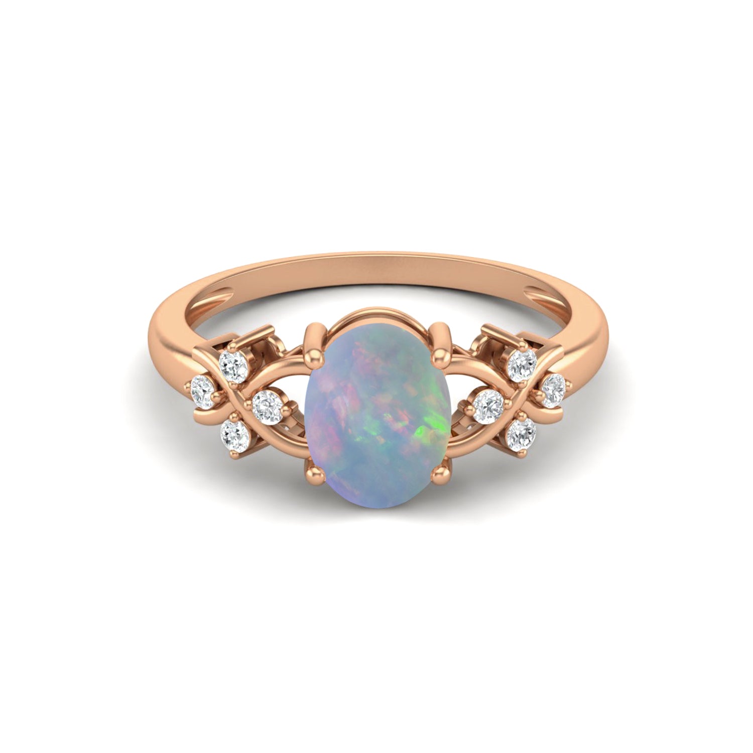 Anello di nozze ovale in opale, anello di promessa nuziale in argento sterling 925
