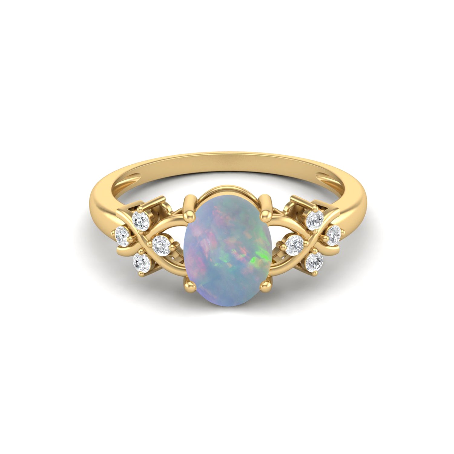 Anello di nozze ovale in opale, anello di promessa nuziale in argento sterling 925