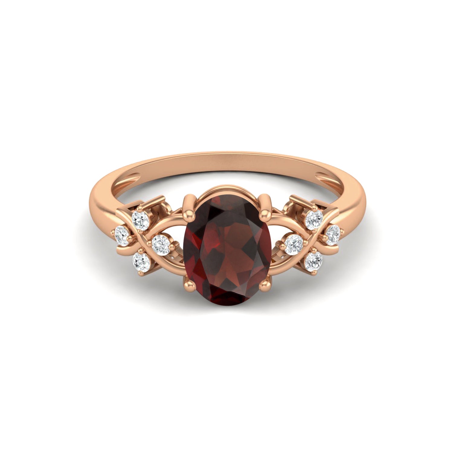 Garnet Vine Inspired Accent Ring – Sterling Silver