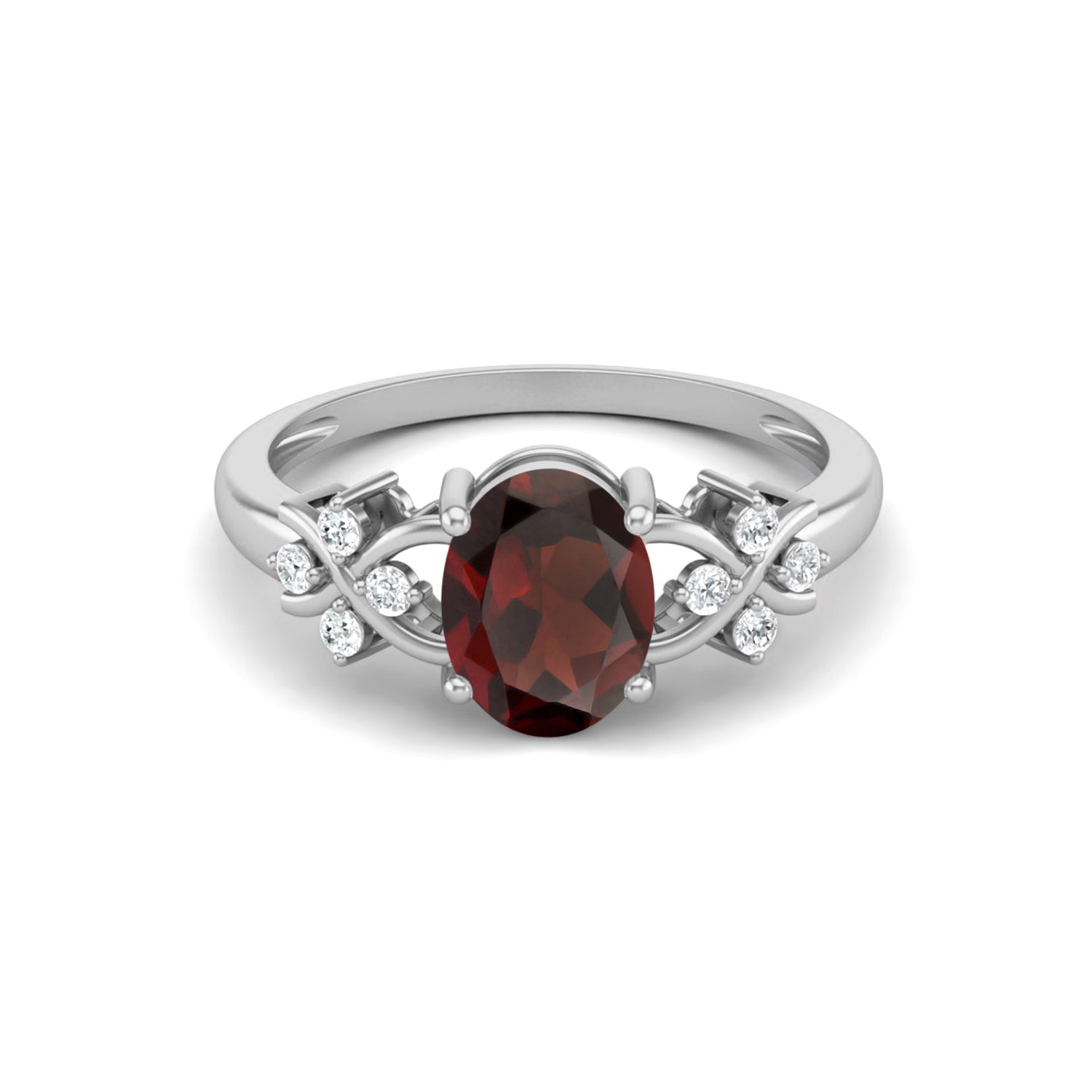 Garnet Vine Inspired Accent Ring – Sterling Silver