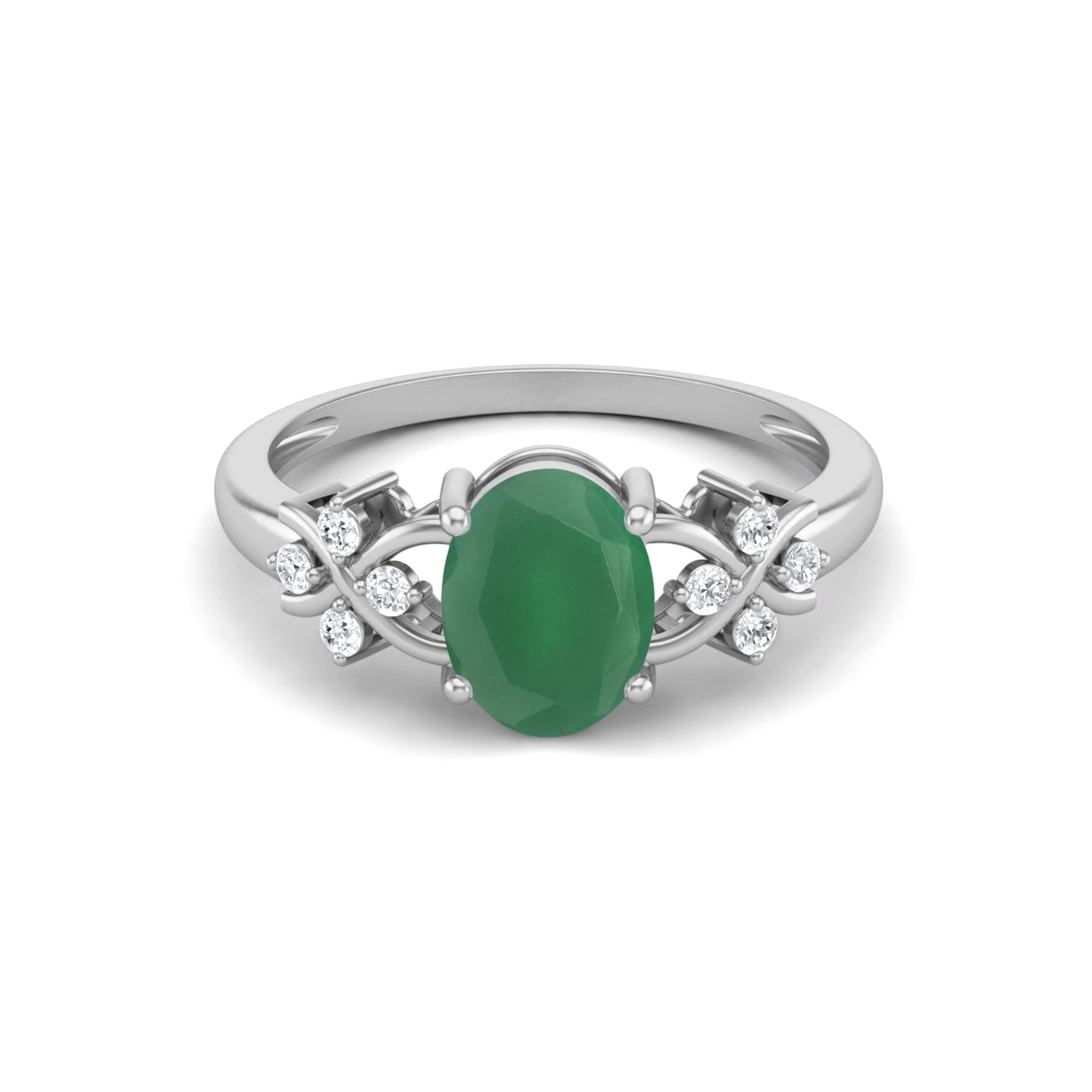 Green Onyx Vine Inspired Accent Ring – Sterling Silver