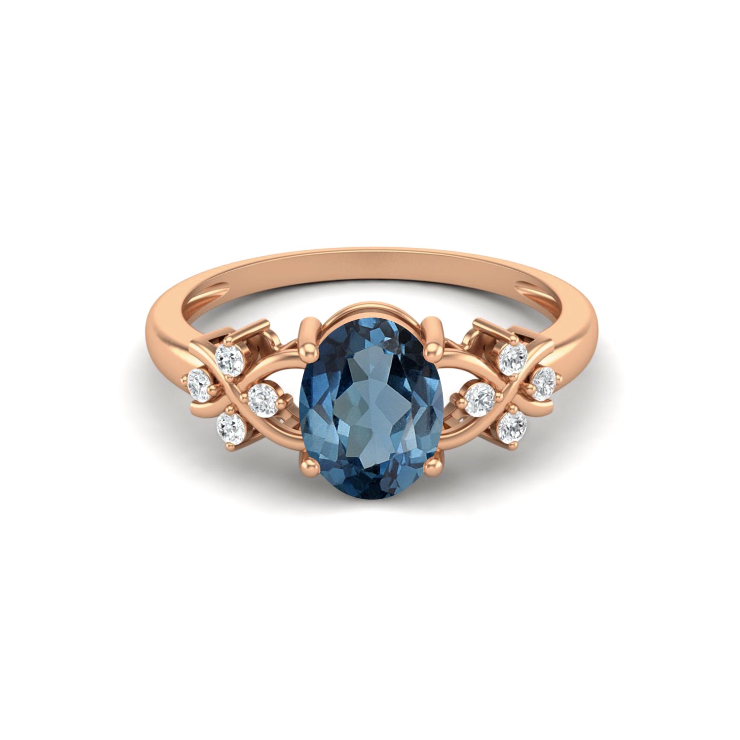 London Blue Topaz Floral Vine Accent Ring – Sterling Silver